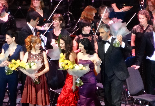 Culture Calendar Women’s Social Group enjoying a night of live music at Andrea Bocelli’s concert in Liverpool, featuring a moving duet with his son Matteo Bocelli.