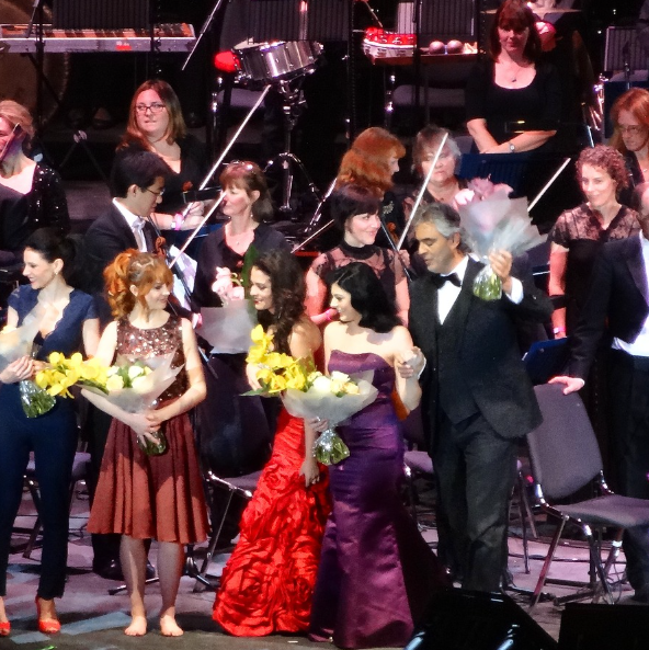 Culture Calendar Women’s Social Group enjoying a night of live music at Andrea Bocelli’s concert in Liverpool, featuring a moving duet with his son Matteo Bocelli.