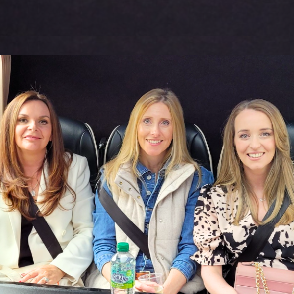 Smiling women from Culture Calendar Women’s Social Group enjoying a luxury coach trip to The Cher Show at The Palace Theatre Manchester — a stylish, fun-filled day of live entertainment, culture, and friendship.