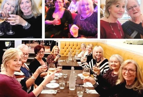 Women’s social group dining together before a theatre trip from Merseyside, and West Lancashire laughing and connecting