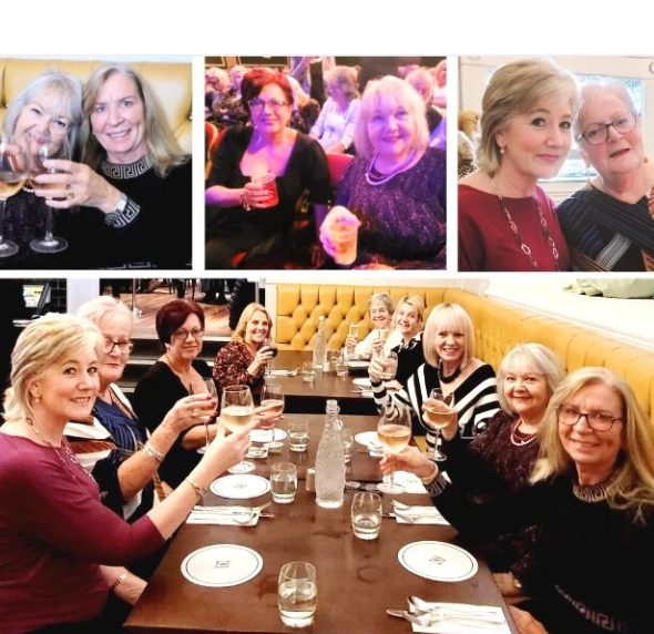 Women’s social group dining together before a theatre trip from Merseyside, and West Lancashire laughing and connecting