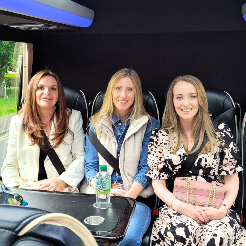 Three Culture Calendar ladies enjoying cocktails on a luxury coach trip to see Cher The Show, making friends and sharing a fabulous cultural night out.